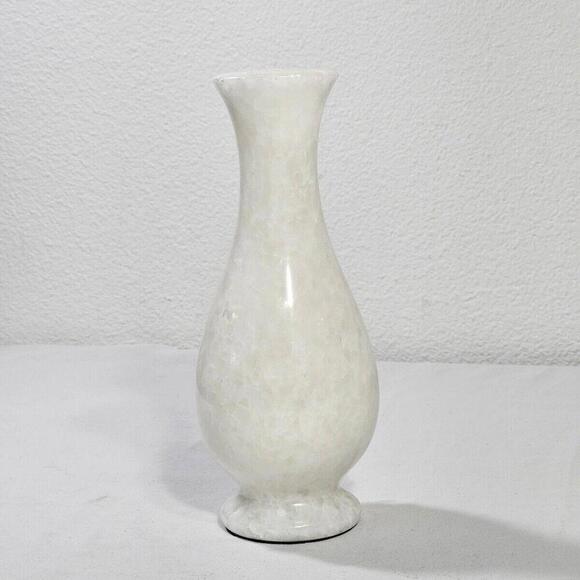 Other - Vintage 1960s Hand Carved White & Cream Colored Alabaster Stone 8" Bud Vase